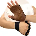 Leder Fitness studio Gewichtheben Handschuhe mit gepolsterten Handflächen griff Trainings handschuhe