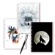 A5 Spiral Notebook Animal Galaxy Wolf Head Nordic Minimalist Note Book Minimal Line Abstract Drawing
