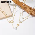 Dieyuro 316l Edelstahl Perle Herz Mond Stern Anhänger Halskette für Frauen Mädchen neue Halskette