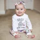 Toddler Infant Baby Rompers White Color Letter Print Newborn Outfits Children Clothing Set Long