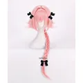 Game Fate Apocryph Astolfo Cosplay Wig 75cm Pink Heat Resistant Synthetic Wig + Wig Cap + 3 Black