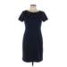 Jessica Howard Casual Dress - Sheath Crew Neck Short sleeves: Blue Print Dresses - Women's Size 10 Petite