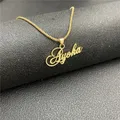 Customized Name Necklace for Men Personalized Gold Color Stainless Steel Box Chain Cursive Nameplate