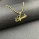 Customized Name Necklace for Men Personalized Gold Color Stainless Steel Box Chain Cursive Nameplate