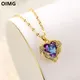 OIMG 316L Edelstahl Gold Farbe Schöne Liebe Herz Amethyst Anhänger Shiny Temperament Geschenk Frauen