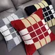 65cm Luxus H Kissen Mode Vintage Fleece Plaid Kissen Fall Kaschmir Wolle Werfen Kissen Abdeckung