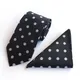 8 cm Mens Classic Tie Silk Jacquard Woven Black White Polka Dot Necktie Hanky Sets for Man Wedding