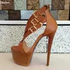 Olomm Neuankömmling Frauen Plattform Sandalen Schnalle Riemen sexy Stöckels chuhe offene Zehen schöne braune Freizeit schuhe uns Größe 5-20