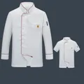 White Men Kitchen Chef Restaurant Uniform Shirt Bakery Breathable Double Breasted White Chef Dress