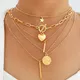 Iparam Vintage Ketten Halsketten Set Herz Sterne geometrische Anhänger Gold Farbe mehr schicht ige