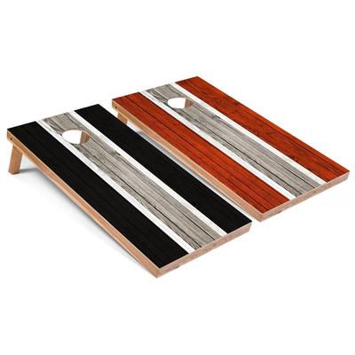 Black and Orange Striped Outdoor Cornhole Set