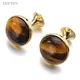 Low-key Luxury Tiger-eye Stone Cufflinks for Mens Lepton High Quality Round Tigereye Stone Cuff