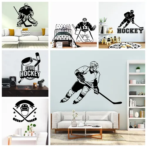 Hockey-Spieler-Vinyl Wand Aufkleber Wand Dekor Für Kinder Zimmer Wohnzimmer Dekoration Wand