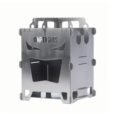 OneTigris Titanium Firewood Stove Wood Burning Stove Splicing EVIL EYES Portable Camping Furnace Picnic Cooking Camping Supplies