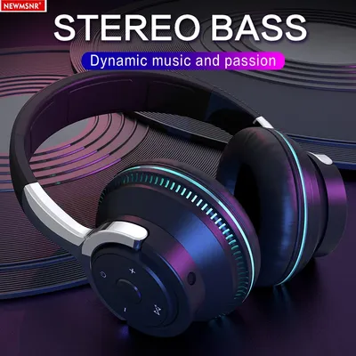 NEWMSNR Heavy Bass Colorful Light Gamer Headsets Bluetooth Headphones Head-mounted Noise Reduction Wireless Earphones for iPhone
