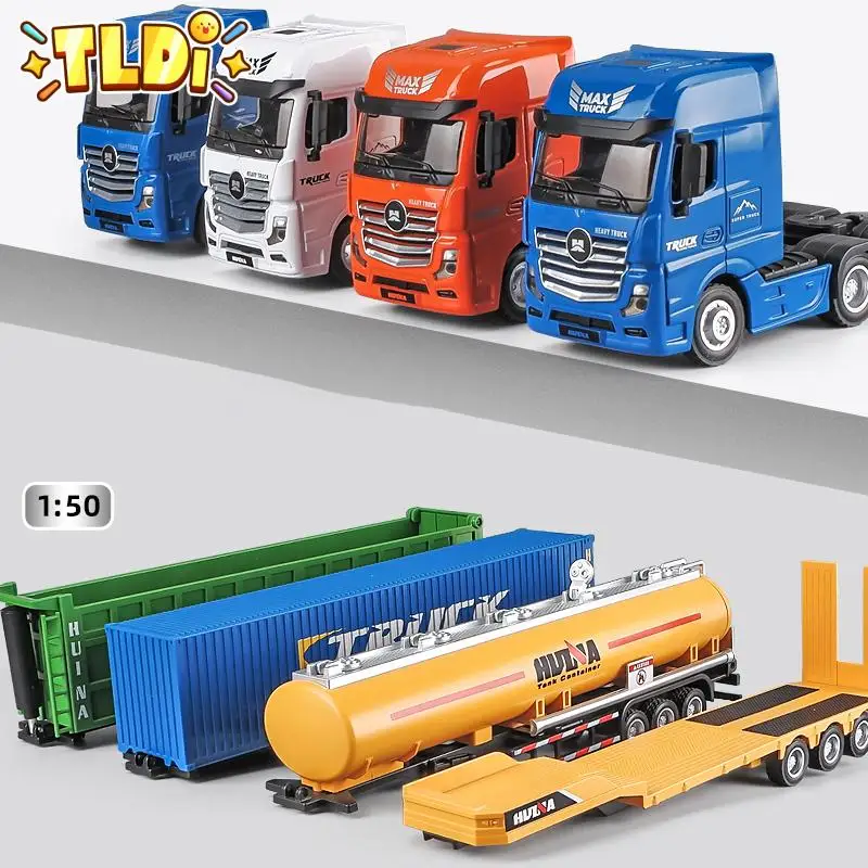 Huina Legierung Auto Modell Spielzeug für Kinder Muldenkipper antike Technik Fahrzeug Simulation Container Transport Sammlung Kinder Geschenk Image