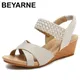 BEYARNE 2021 Sandalen Frauen Sommer Schuhe Elegante Damen Weben Rom Alias Mode Weibliche Komfortable