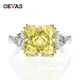 OEVAS 100% 925 Sterling Silver High Carbon Diamond Citrine Gemstone Earrings Rings Cocktail Wedding