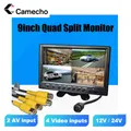 Camecho 9 inch 4 Split Screen Car Monitor 12V / 24V Headrest Rearview Monitor with RCA Connectors 6