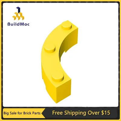 10 Stücke MOC Teile 48092 72140 Ziegel Runde Ecke 4x4 Makkaroni Breite mit 3 Bolzen Ziegel DIY Image