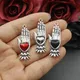 5pcs 16*43mm Love Heart Shape Palm Charms Fatima Hamsa Hand Traditonal Corazon Pendants DIY Handmade