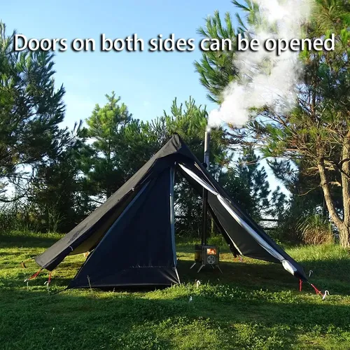 Ultraleicht Camping Tipi Zelt mit Kamin Fenster Outdoor Tipi Pyramide Zelt Doppel Schicht Bushcraft 1 Person Zelte Heißer Zelt
