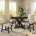 5 Piece Kitchen Dining Table Set, Wood Round Dining Table Set with Extendable Table and 4 Upholstered Chairs for Dining Room