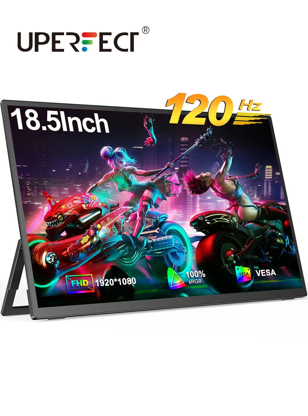 UPERFECT Tragbarer Monitor 18,5 Zoll 1080P FHD HDR IPS Laptop Computer Display HDMI USB C Externer Bildschirm mit Dual-Lautsprechern VESA Image