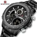 NAVIFORCE Männer Mode Business Quarz Analog Digital Armbanduhr Edelstahl Leucht Chronograph Mann Uhr