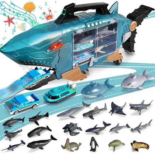 Shark Spielzeug mit led Musik Ozean Tiere Spielzeug Shark Lkw Spielzeug mit 2 stücke Spielzeug Lkw 2