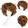 Short Golden Brown Silver Black Dark Brown Light Brown Wavy Synthetic Cosplay Wig for Party & 1pc