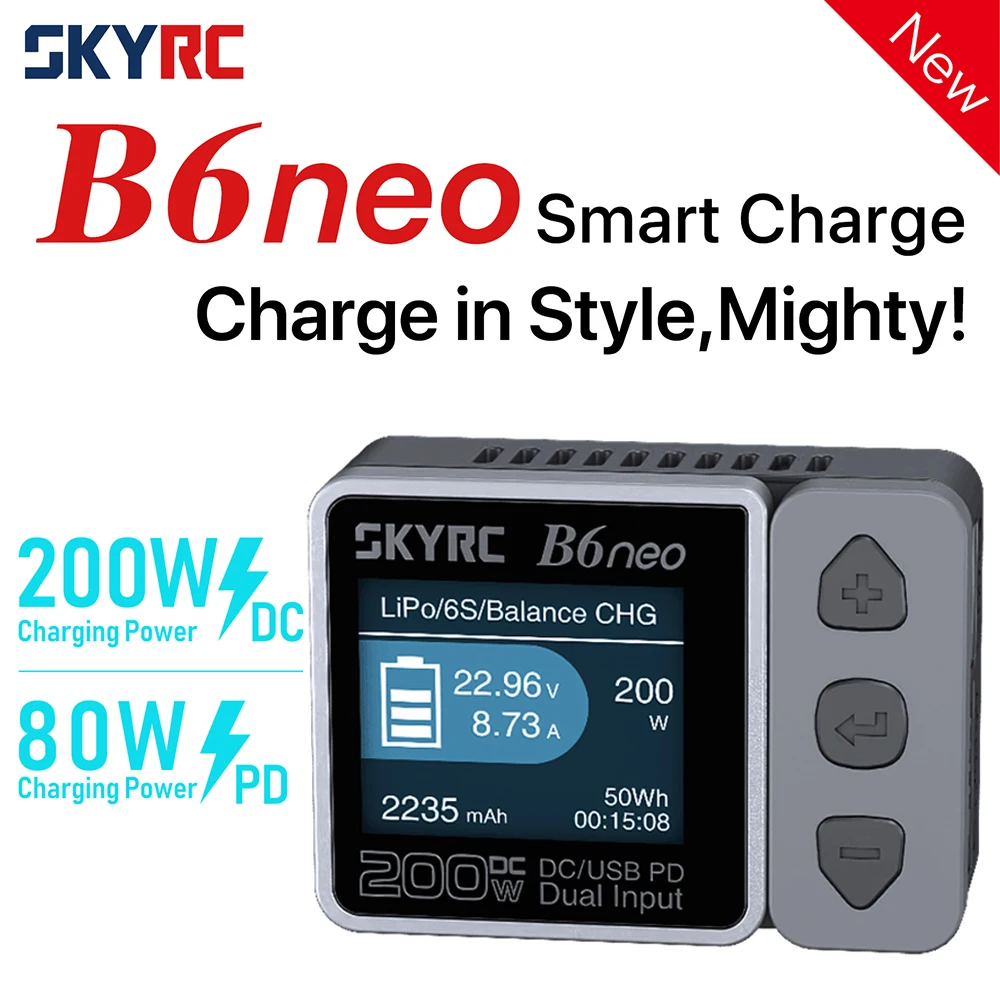 Skyrc b6neo smart ladegerät dc 200w pd 80w lipo batterie balance ladegerät SK-100198 kompakt 6s ladegerät entlader skyrc b6 neo Image