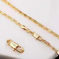 Fashion 18k Gold Necklace 2MM 16/18/20/22/24/26/28/30 Inch Side Chain Necklace For Women Men Jewelry