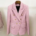 HIGH STREET Newest Fashion 2024 Designer Jacket Women's Double Breasted Lion Buttons Wool Tweed