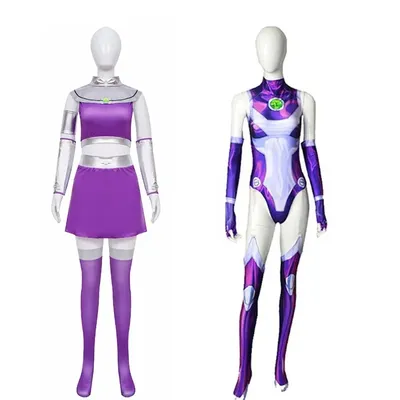 Starfire Superhelden Overall Zentai Bodysuit Halloween Anime Cosplay Kostüm sexy Frauen Karneval Party Outfits Top Rock Umhang Image