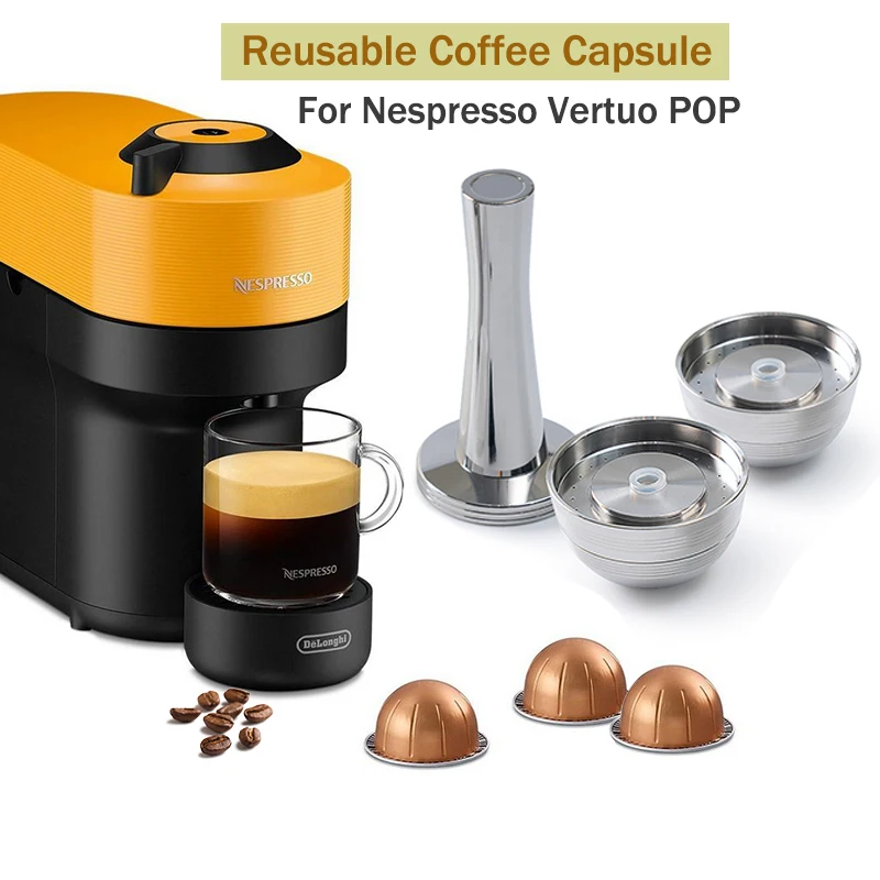 Nespresso Vertuo POP wiederverwendbare Kaffeekapsel Vertuoline gefüllte Edelstahlkapsel Filter Pod iCafilas Image