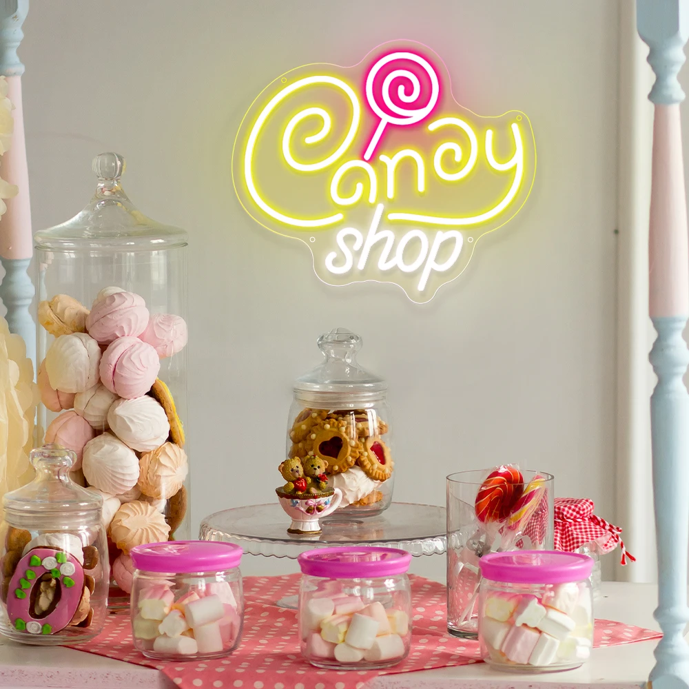 Candy Custom Neon Led Zeichen Wand Hängen Led-leuchten für Candy Shop Shop Party Dekoration Neon LED Nacht Lichter USB Zimmer Dekor
