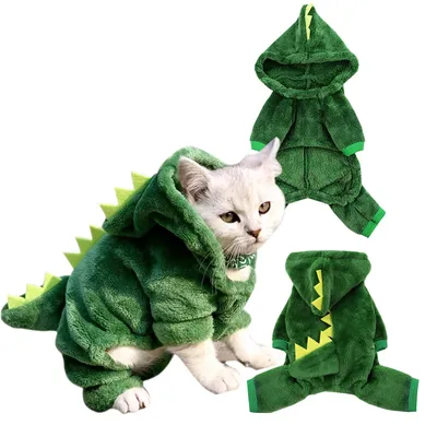 Haustier Katze Hund Dinosaurier Kostüm Warme Fleece Kätzchen Welpen Vier-Legged Dino Cosplay Anzug