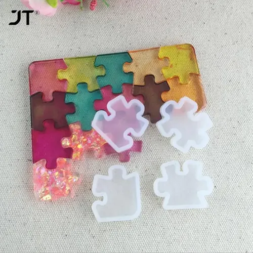 4 stücke/1 teil/satz Puzzle Stück Edelstein Kristall Epoxy Harz Mold DIY Schmuck Anhänger