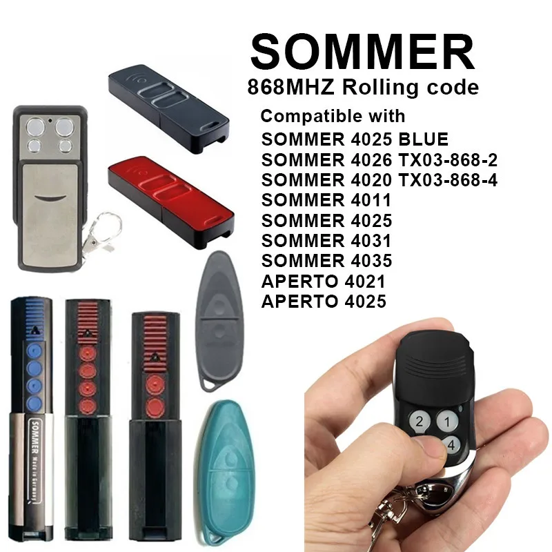 Türsteuerung 868 MHz Garagentor-Fernbedienungs-Duplikator SOMMER 4020 TX03-868-4 Türöffner für Rolling Codes Image