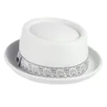 GEMVIE 100% Wool Men Pork Pie Hat For Dad Uniex White Black Top Hat Lady Gentleman Flat Bowler