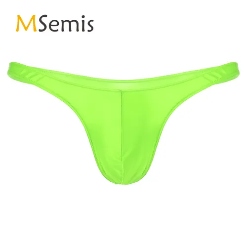 Bademode Herren Badeanzug Glänzend Ausbuchtung Pouch Thongs Mini Bikini Unterwäsche Niedriger Taille