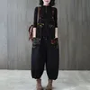 Frauen Frühling Herbst Harajuku Denim Overall Schwarz Overalls Streetwear Vintage Print Weibliche Lose Hip Hop Strampler Monos Mujer