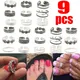9Pcs Foot Ring Open Adjustable Toe Rings Wave Pattern Alloy Ring Adjustable Rings Set for Women