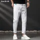 Reine Weiße Jeans Knöchel Länge Männer Plus Größe 48 44 42 Herbst Elastische Denim Hose 46 Bleistift