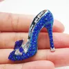 Vintage blaue Dame High-Heel Schuh Silber platte Brosche Pin Strass Kristall Mode Luxus weibliche Party Brust nadel Social ite Geschenk