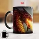 Drachen Feuer Ritter Kaffeetasse 11oz magische Keramik wärme empfindliche Farbwechsel Tee becher