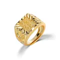 Real 18K Gold Ring for Men Anillos Mujer Rock Gemstone Genuine 18 K Gold Jewelry Anillos De Hiphop