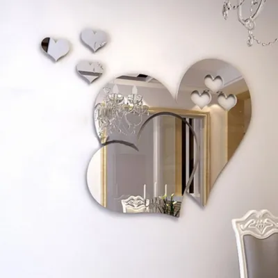 3D Spiegel Liebe Herzen Wand Aufkleber Aufkleber DIY Wand Aufkleber für Wohnzimmer Moderne Stil Zu Image