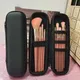 Women Makeup Brush Case Pure Black Small Cosmetic Bag Lipstick Pen Organizer Beauty Tool Storage Box